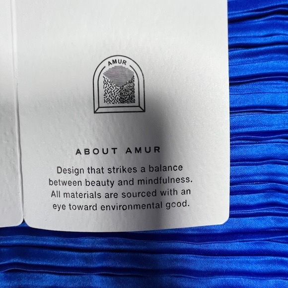 AMUR Cobalt Blue Strapless Pleated Cocktail Mini Dress Size 4 NWT $498 MSRP - Picture 12 of 14